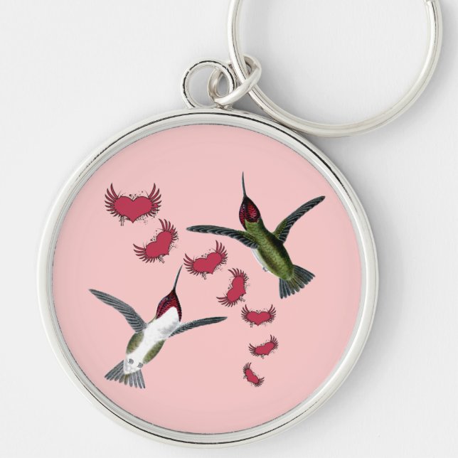 Porte-clés Humming Birds Grunge Hearts with Wings (Devant)
