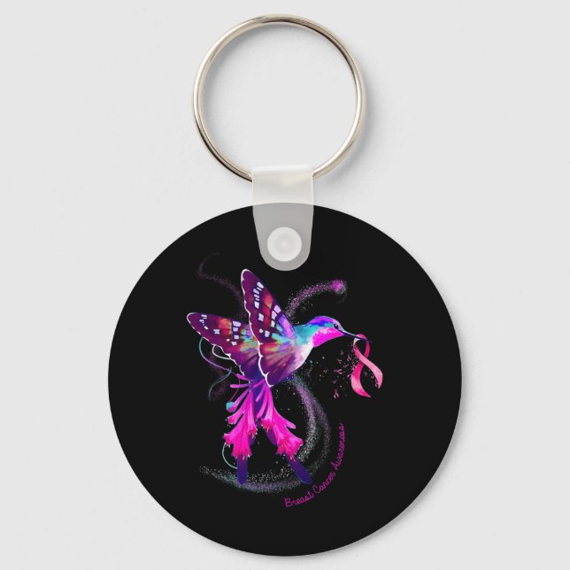 Porte-clés Hummingbird Hold Pink Ribbon Cancer de la poitrine (Recto)