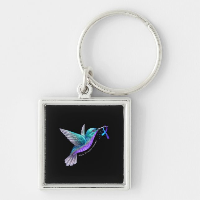 Porte-clés Hummingbird Purple Blue Ribbon Prévention du suici (Devant)