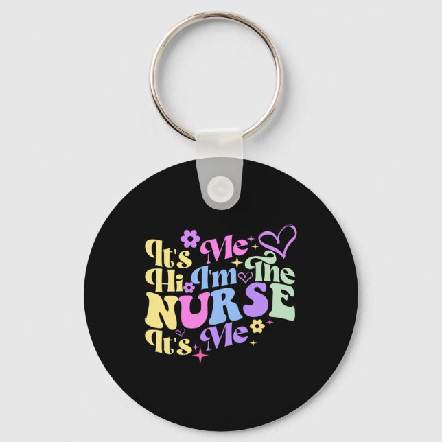 Porte-clés Humour de soins infirmiers Son moi Bonjour Je suis (Recto)