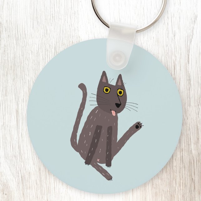 Porte-clés Humour drôle de chat (Funny cat kiss aluminium keyring keychain)