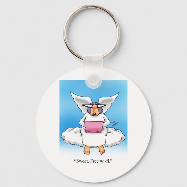 Porte-clés Humour paradisiaque Ange ordinateur cadeau de dess (Recto)