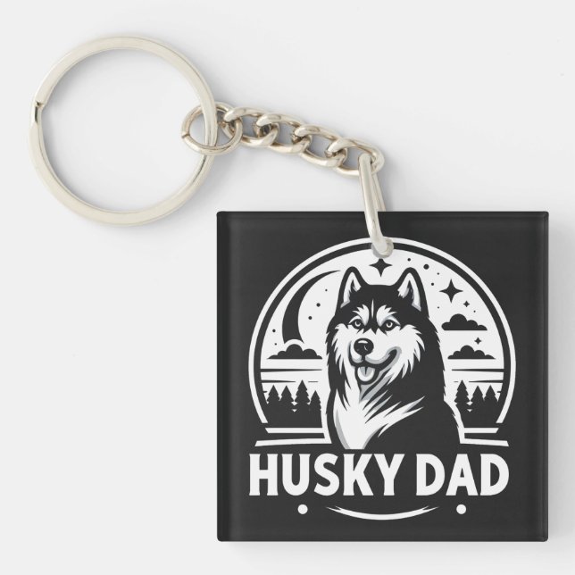 Porte-clés Husky Dad Gift Chien Propriétaire Sibérien Huskies (Devant)