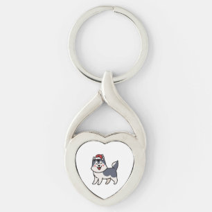 Porte-clés Husky Père Noël Amoureux des chiens Malamute
