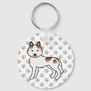 Porte-clés Husky sibérien panaché rouge de dessin animé & pat