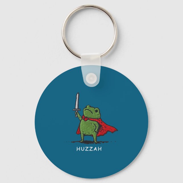 Porte-clés Huzzah Frog Knight Funny Sword Meme Quote  (Recto)