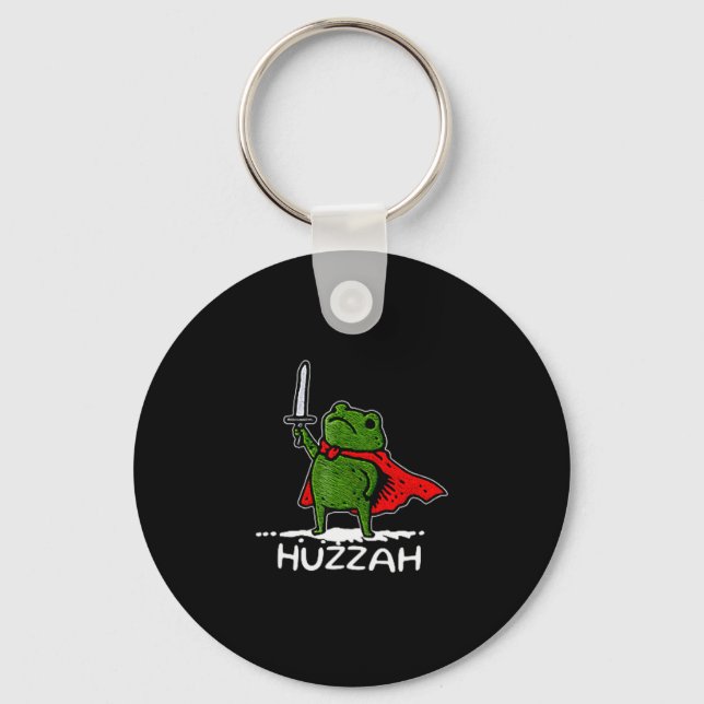 Porte-clés Huzzah Frog Knight Funny Sword Meme Quote  (Recto)
