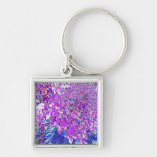 Porte-clés Hydrangea élégant violet et bleu limelight