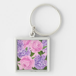 Porte-clés Hydrangea et motif de pivoine