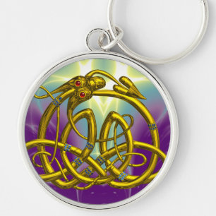 Porte-clés HYPER DRAGON Gold Celtic Knots en violet