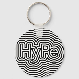 Porte-clés Hyper illusion optique op art lignes blanches mini