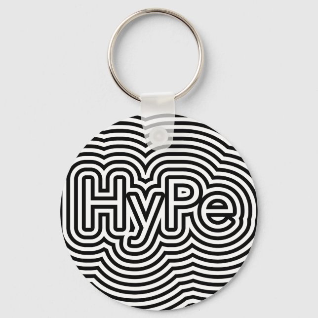 Porte-clés Hyper illusion optique op art lignes blanches mini (Recto)