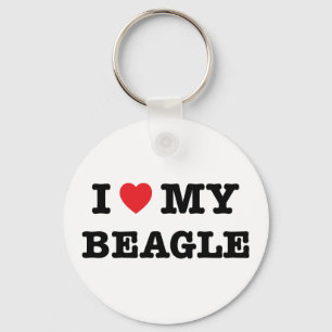 Porte-clés I coeur mon porte - clé de bouton de beagle