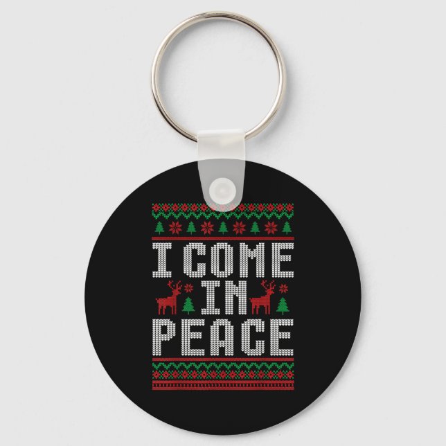 Porte-clés I Come In Peace Couple Matching Ugly Christmas Swe (Recto)