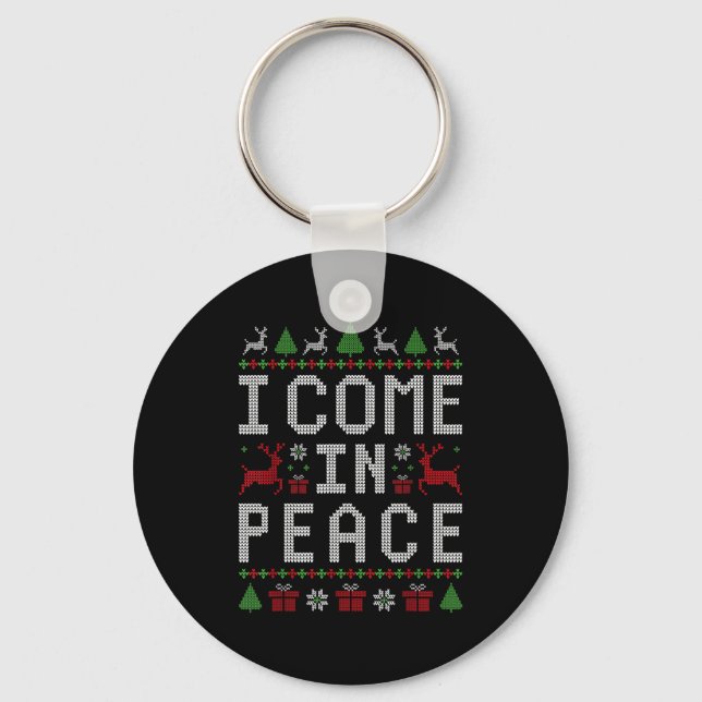 Porte-clés I Come In Peace Couple Matching Ugly Christmas Swe (Recto)