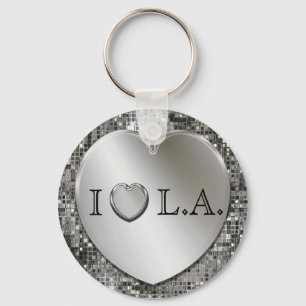 Porte-clés I Heart L.A. Silver Heart Keychain