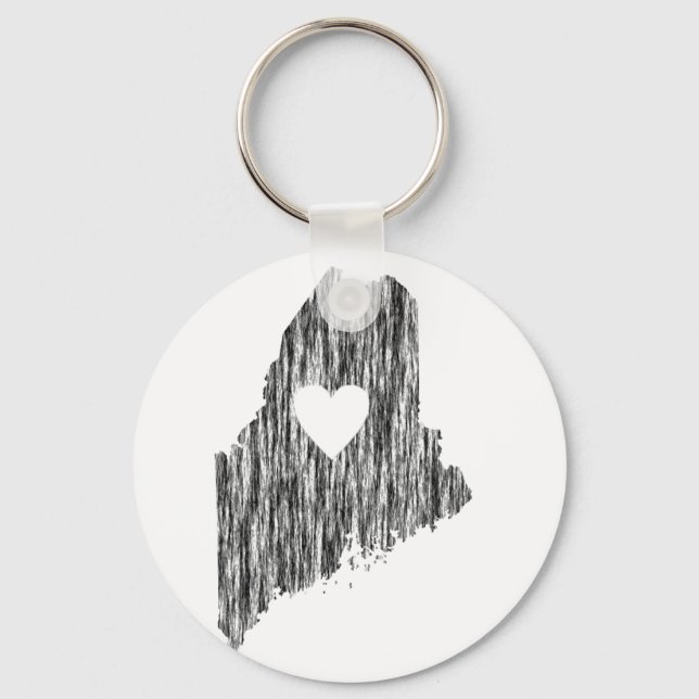 Porte-clés I Heart Maine Grunge Look Outline State Love (Recto)