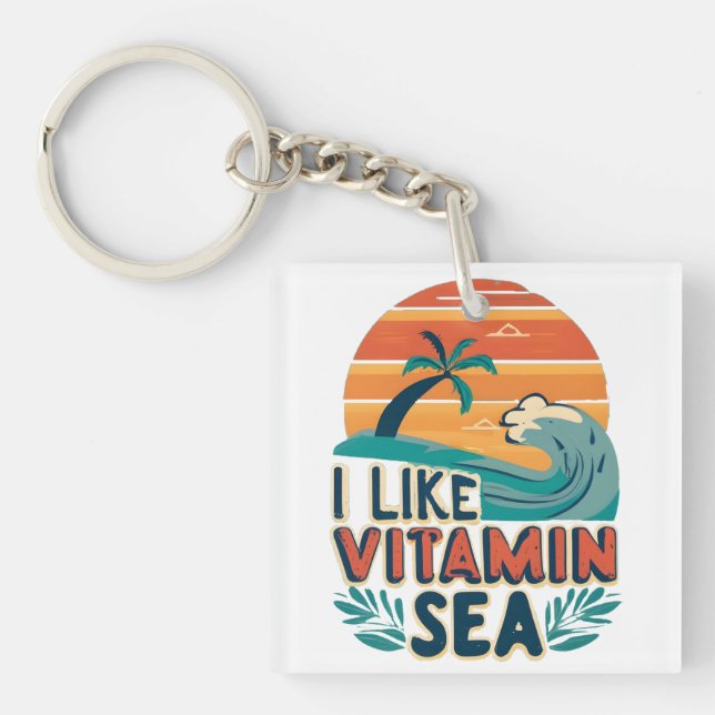 Porte-clés I Like Vitamin Sea, Sea Vibes, Relaxant Beach (Devant)