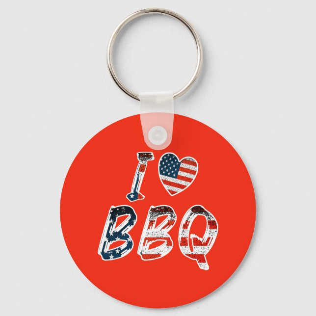 Porte-clés I Love BBQ, American Patriotic (Recto)