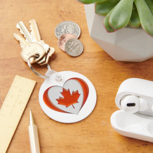Porte-clés I Love Canada Coeur Drapeau Feuille d'érable non à
