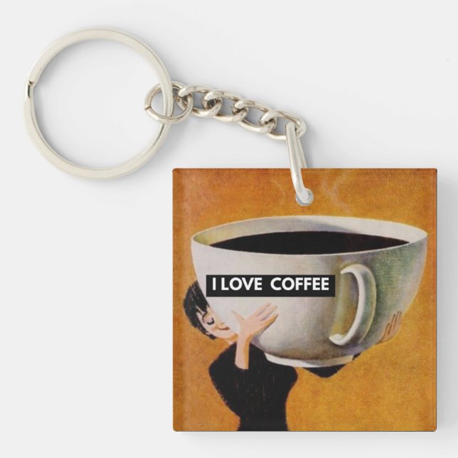 Porte-clés I Love Coffee retro (Devant)