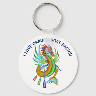 Porte-clés I love dragon boat racing with Gold Water Dragon