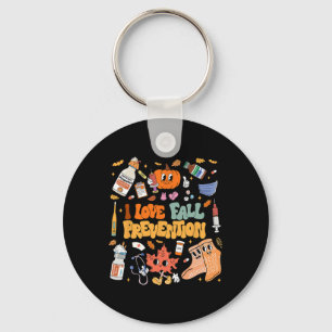Porte-clés I Love Fall Prevention Thanksgiving Infirmière phy