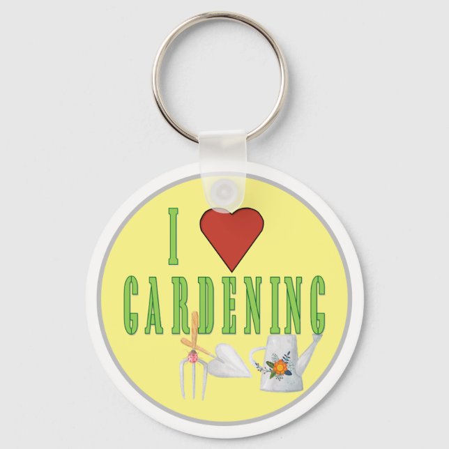 Porte-clés I Love Gardening Texte illustré (Recto)