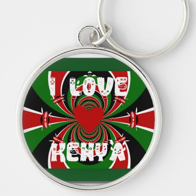 Porte-clés I Love Heart Kenya : Dynamic Flag Art (Devant)