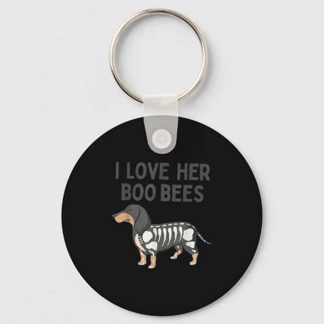 Porte-clés I Love Her Boo Bees Funny Halloween Dachshund Ween (Recto)