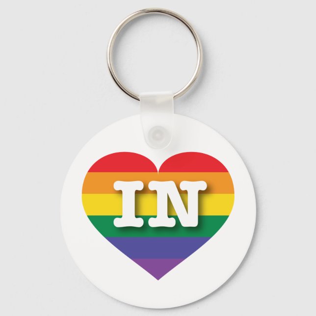 Porte-clés I Love Indiana Rainbow Heart (Recto)