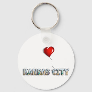 Porte-clés I Love Kansas City avec KC Skyline Inside Lettres