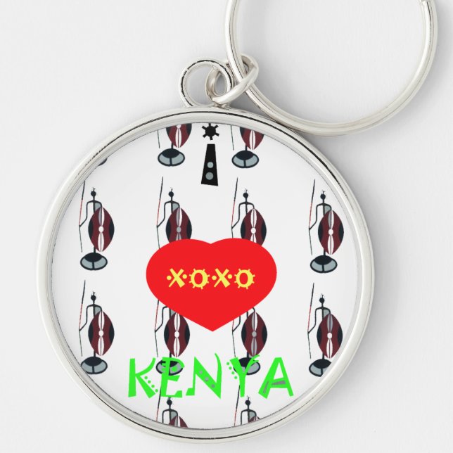 Porte-clés I Love Kenya Massai Art Print (Devant)