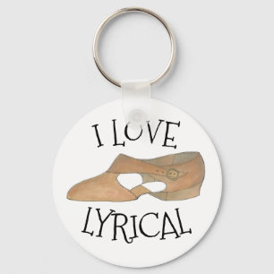Porte-clés I Love Lyrical Tan Modern Dance Enseignant Chaussu