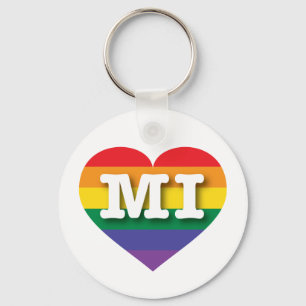 Porte-clés I Love Michigan Rainbow Heart