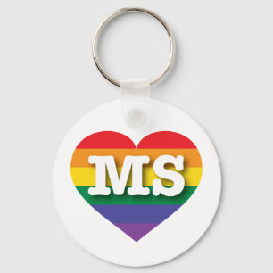 Porte-clés I Love Mississippi Rainbow Heart