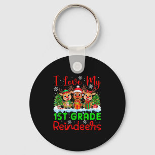 Porte-clés I Love My 1st Grade Reindeers Noël Enseignant St