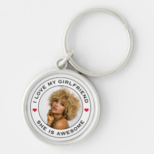 Porte-clés I Love My Awesome Girlfriend Photo Texte Coeur