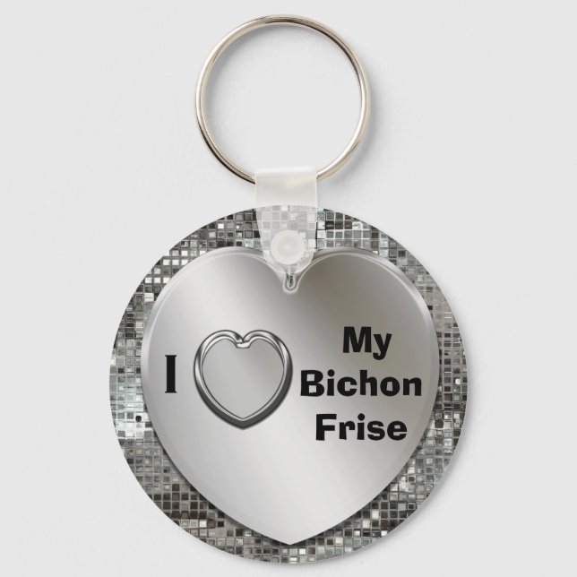Porte-clés I Love My Bichon Frise Heart Keychain (Recto)