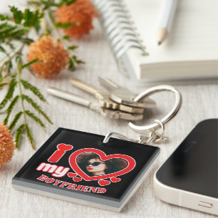 Porte-clés I Love My Boyfriend Photo personnalisée