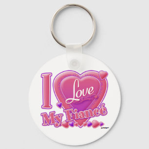 Porte-clés I Love My Fiance rose/violet - coeur