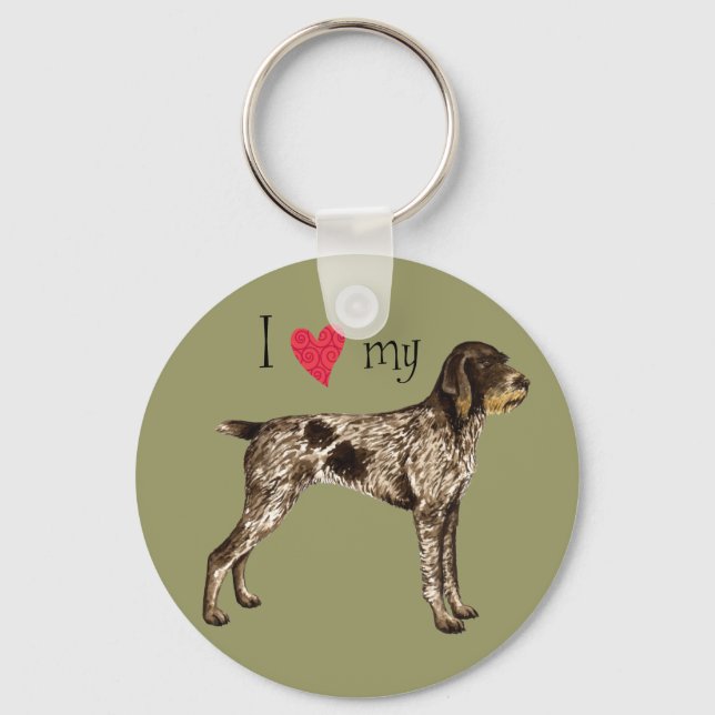 Porte-clés I Love my German Wirehaired Pointer (Recto)