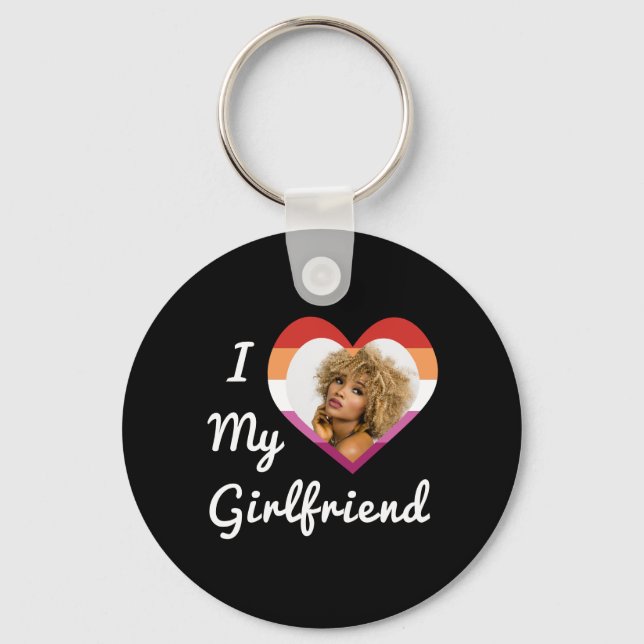 Porte-clés I Love My Girlfriend Lesbian Pride Photo personnal (Recto)