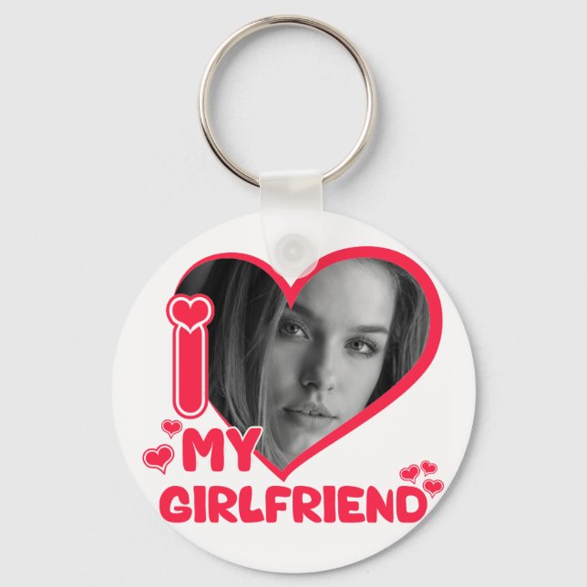 Porte-clés I Love My Girlfriend Photo Heart Valentines Love (Recto)