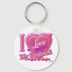 Porte-clés I Love My Husband rose/violet - coeur