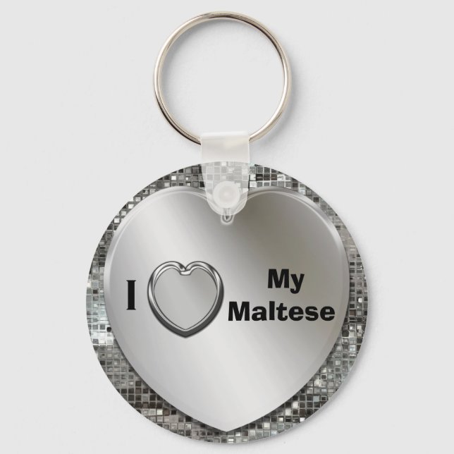Porte-clés I Love My Maltese Heart Keychain (Recto)
