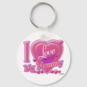 Porte-clés I Love My Mommy rose/violet - coeur