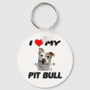 PORTE-CLÉS I LOVE MY PIT BULL - ADD YOUR OWN PHOTO - KEYCHAIN
