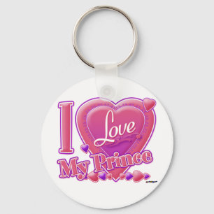 Porte-clés I Love My Prince rose/violet - coeur