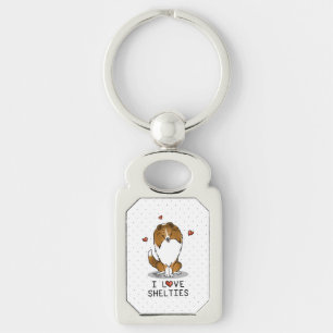 Porte-clés I Love Shelts (sable 2) Shetland Sheepdogs mignonn